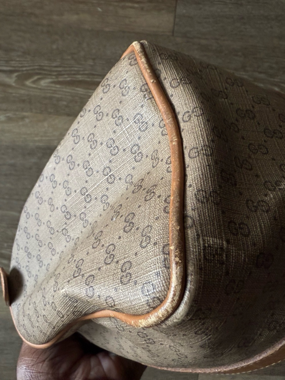 VTG Gucci Brown Monogram Canvas Leather Handbag - Picture 2 of 16